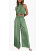 Sleeveless Crop Top & Wide-Leg Pants Set