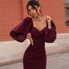 Waist bubble sleeve dress long sleeve dress