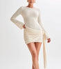Y2K Long-Sleeve Backless Dress – Sexy & Hip-Hugging Fit!