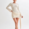 Y2K Long-Sleeve Backless Dress – Sexy & Hip-Hugging Fit!