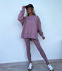 Sweater Suit Women's Casual Loose Long Sleeve Crew Neck Split Top Tight Trousers