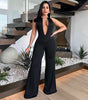 Multicolor Wave Deep V Bare Back High Waist Casual Pants