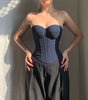 Y2K Back-Tie Denim Corset Top