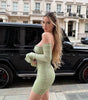 Off-Shoulder Long Sleeve Tie Pleated Dress – Sexy & Slim Fit!