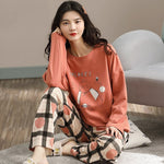 Pajamas Set Women Cute Cartoon Print Sleepwear 2 Piece Lounge Sets