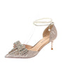 Rhinestone Bow Pointy Hollow Pearl Heels