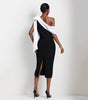 Damen Slim-Fit-Nischenkleid mit schrägen Schultern und Bandage