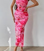 Women's Clothing Slit Hemline At Hem Sleeveless Printed Dress