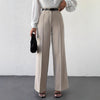 2025 High Waist Slimming Straight Leg Business Trousers – French Style with Side Pockets