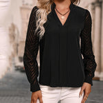 V-neck Stitching Elegant Long-sleeved Top