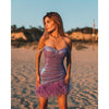 Women's Tight Artificial Fur Belt Purple Sequin Slip Dress