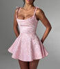 European And American Style Jacquard Texture Spaghetti Straps Slimming A- Line Dress