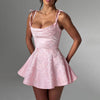 European And American Style Jacquard Texture Spaghetti Straps Slimming A- Line Dress