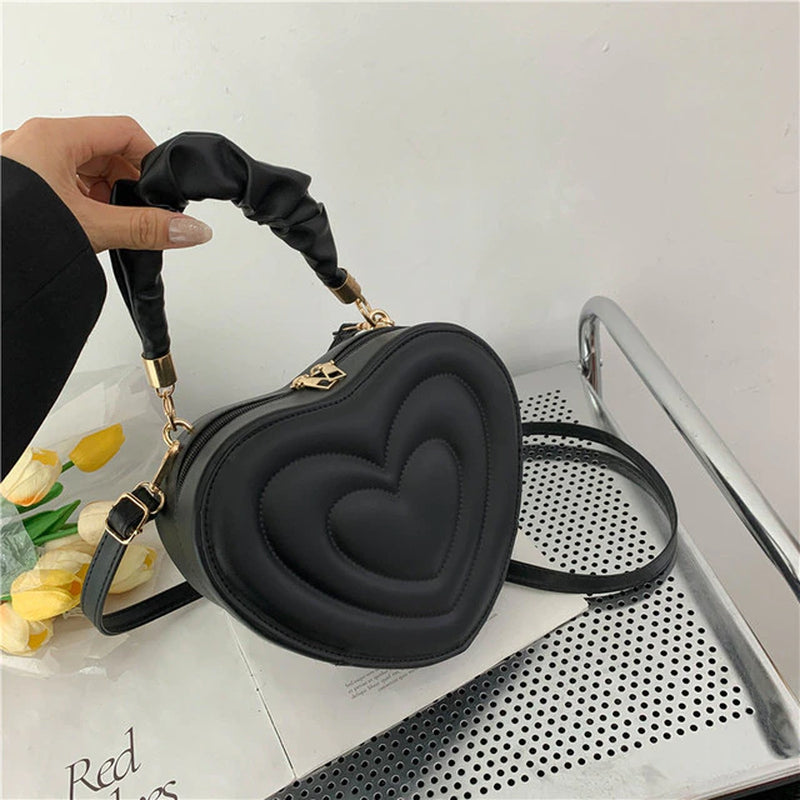 Heart-Shaped PU Leather Crossbody Bag