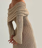Gestricktes Kleid mit langen Ärmeln und One-Shoulder-Träger