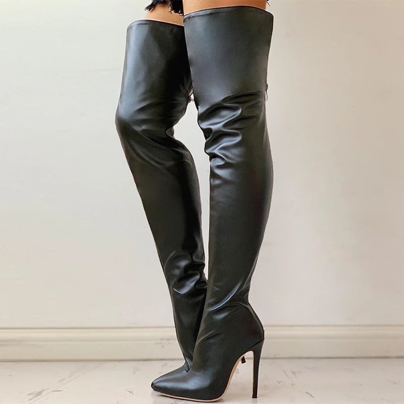 Women's Pointed Toe Stiletto Heel Over-the-knee Back Zipper Boots
