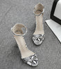 Snake pattern women's chunky heels