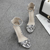 Snake pattern women's chunky heels