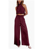 Sleeveless Crop Top & Wide-Leg Pants Set