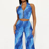 Women's V-Neck Sleeveless Top & Wide-Leg Pants Set