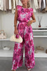 Round Neck Sleeveless Top Pleated Wide-leg Trousers Two-piece Set