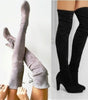 Schwarze kniehohe Stiefel für Frauen Schuhe High Heel Lange Stiefel