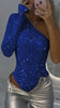 Hot Girl Sexy One-shoulder Tight Rhinestone Sequins Top