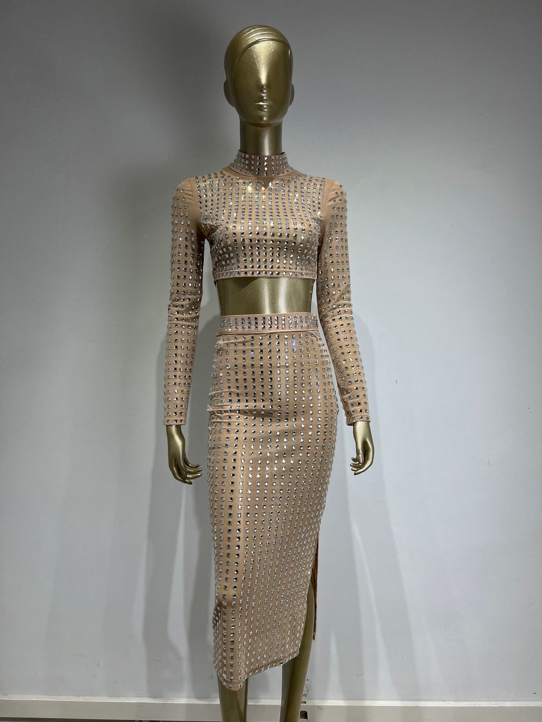 Hot Girl Rivet Bodycon Skirt Set