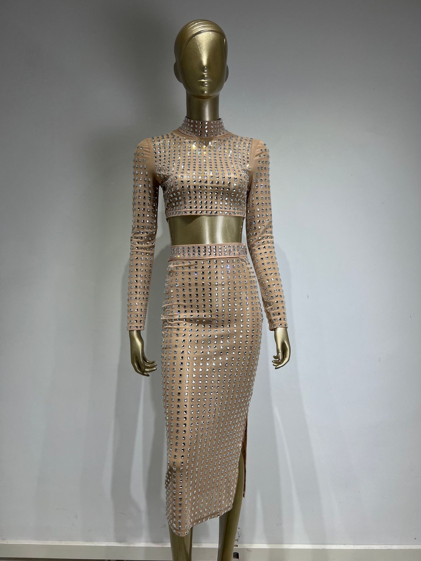 Hot Girl Rivet Bodycon Skirt Set