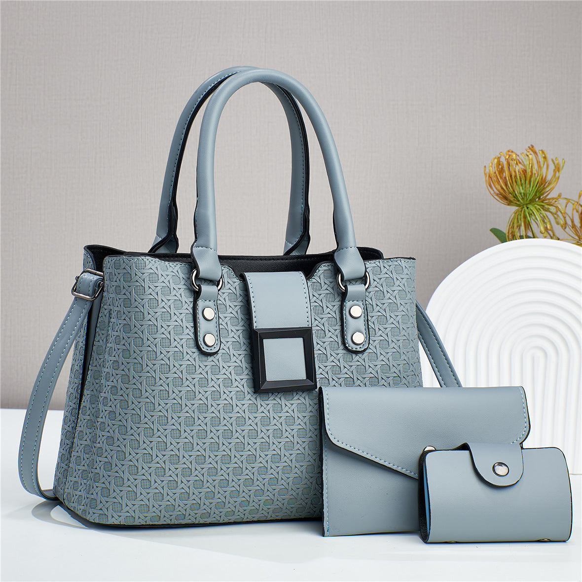 Three-Piece Textured Women's Crossbody Bag Set