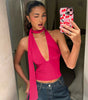 Women's Scarf Lace-up Low-cut Back Cutout Sling Top