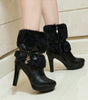 Women's Sweet Princess Snow Boots - Thick Heel, Mid-Length