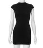 Solid Color Backless Sleeve Slim Fit High Waist Short Dress