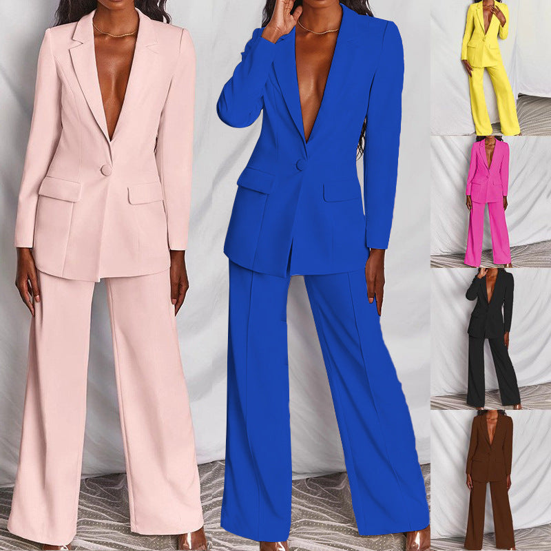 Women’s 2-Piece Blazer Suit Set – Long Sleeve Blazer & Pants