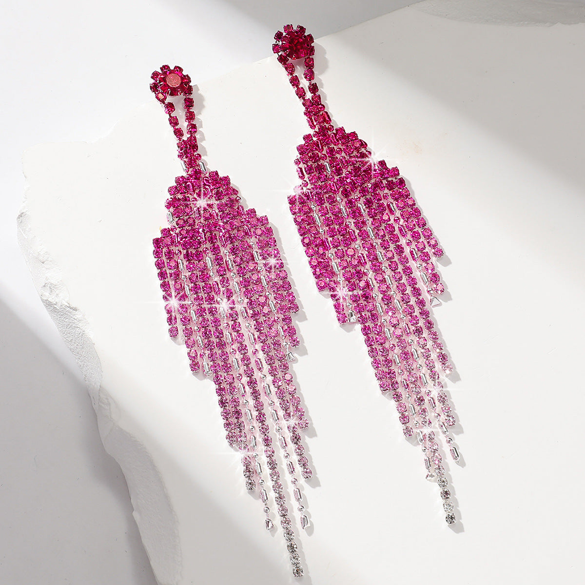 Full Rhinestone Tassel High-grade Affordable Luxury Style Unique Design Earrings