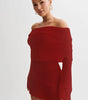 Women's Hollow-out Long-sleeved Off-shoulder Dress Short Skirt