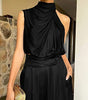 Sleeveless Crop Top & Wide-Leg Pants Set