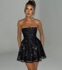 Sequined Tube Top Slimming Bow Evening Dress