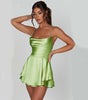 Sexy Satin Suspender Dress - Backless Lace-Up A-Line