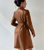 PU Long Sleeve Jacket Women's Slim Fit Long Trench Coat