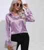 One-Button Satin Long Sleeve Shirt