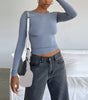 Women's Clothing Fashion Slim Long-sleeved Pullovers Tops Solid Causal Fit Shirts
