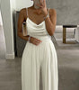 Wide Leg Sleeveless V-neck Halter Trousers Jumpsuit