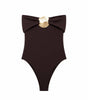Women's Chest Metal Decoration Black Swimsuit