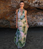 Tie-Dye Deep V-Neck Halter Maxi Dress – 2pcs Beach Party Set
