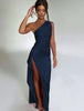 Elegant One-Shoulder Backless Satin Dress