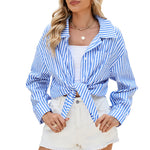 Striped Casual Long Sleeve Button-Up Shirt with Pockets