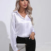 One-Button Satin Long Sleeve Shirt