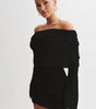 Women's Hollow-out Long-sleeved Off-shoulder Dress Short Skirt