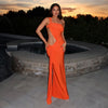 Solid Color Irregular Side Streamers Wear Pleated Dress